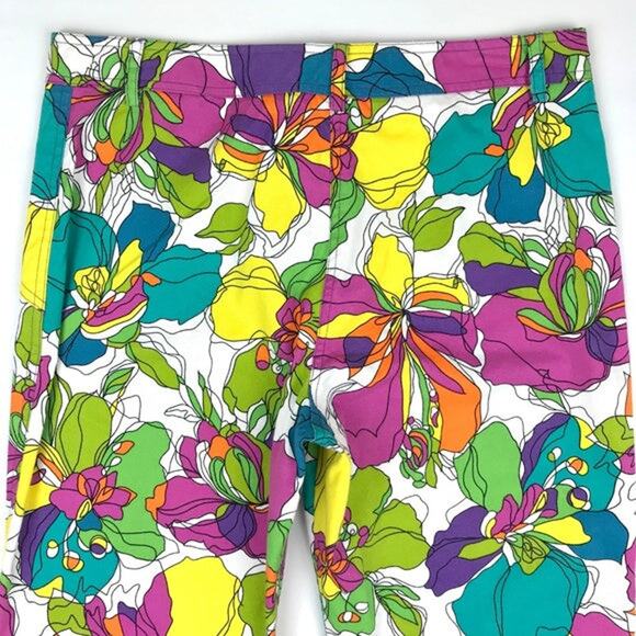 David Meister Bright Floral Print Cropped Pants Size 6 - Picture 6 of 9